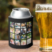 Modern zwart monogram 16 foto collage blikjeskoeler