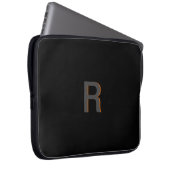 Modern zwart monogram | Aangepast Initiaal Laptop Sleeve (Voorkant Rechts)