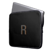 Modern zwart monogram | Aangepast Initiaal Laptop Sleeve (Voorkant Links)