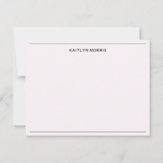 Modern Zwart Monogram Casual Ultra Bleek Roze Notitiekaartje (Voorkant)