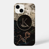 Modern zwart monogram Classy Roos telefoonhoesje iPhone Hoesje (Achterkant)