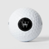 Modern zwart monogram golfballen (Voorkant)