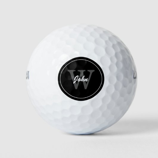 Modern zwart monogram golfballen (Voorkant)