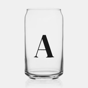 Modern zwart monogram Initiaal blikglas Blikvorm Glas