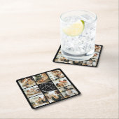 Modern Zwart Monogram Initiaal Familienaam & Foto Kartonnen Onderzetters (Insitu)