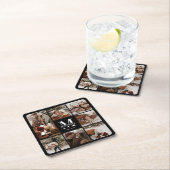 Modern Zwart Monogram Initiaal Familienaam & Foto Kartonnen Onderzetters (Insitu)