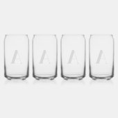 Modern Zwart Monogram Initiaal kan glasset Blikvorm Glas (Achterkant)