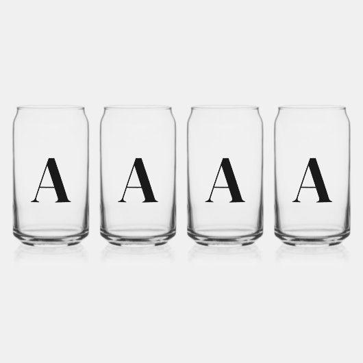 Modern Zwart Monogram Initiaal kan glasset Blikvorm Glas (Voorkant)
