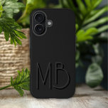 Modern zwart monogram Initialen Hedendaags iPhone 16 Plus Hoesje<br><div class="desc">Modern Black Monogram Initialen Contemporary Phone 16 Plus Hoesjes is voorzien van een op maat gemaakte monogram in moderne script typografie. Perfect voor familie en vrienden voor verjaardagen,  kerst,  feestdagen,  Moederdag,  Vaderdag en meer. Ontworpen door ©2024 Evco Feestdagen www.zazzle.com/store/evcoholidays</div>