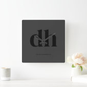 Modern zwart monogram Kantoor Decor Vierkante Klok (Huis)