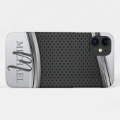 Modern zwart monogram met metalen zilver Case-Mate iPhone case (Achterkant (horizontaal))