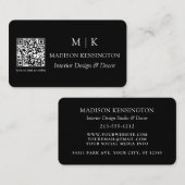 Modern zwart monogram of Logo QR-code toevoegen Visitekaartje (Voorkant / Achterkant)
