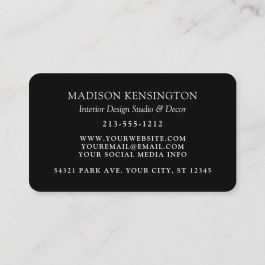 Modern zwart monogram of Logo QR-code toevoegen Visitekaartje (Achterkant)