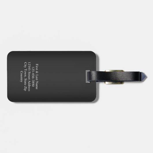 Modern zwart monogram op maat bagagelabel (Achterkant horizontaal)