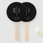 Modern zwart monogram set van fans handwaaier (Voorkant en achterkant)