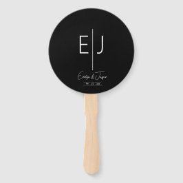 Modern zwart monogram set van fans handwaaier