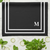 Modern zwart monogram theedoek (Gevouwen)