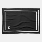 Modern zwart monogram theedoek (Horizontaal)