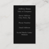 Modern zwart monogram visitekaartje (Achterkant)