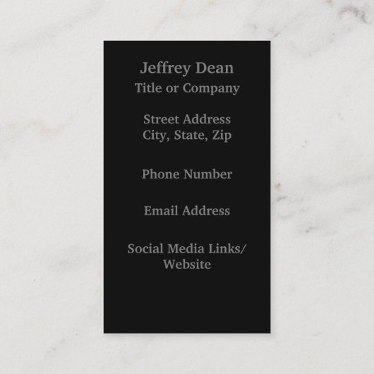 Modern zwart monogram visitekaartje (Achterkant)