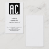 Modern zwart monogram Visitekaartje (Voorkant / Achterkant)