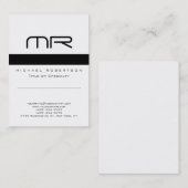 Modern zwart monogram wit schoon Visitekaartje (Voorkant / Achterkant)