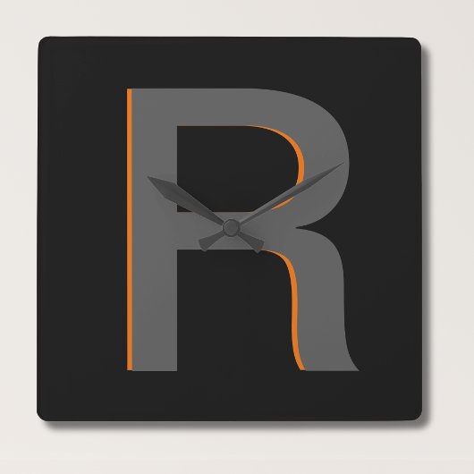 Modern Zwart Monogrammed Naam Klok