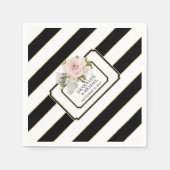 Modern Zwart n Wit Gestreept Roos Vrijgezellenfees Servet (Voorkant)