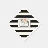 Modern Zwart n Wit Gestreept Roos Vrijgezellenfees Servet (Hoek)