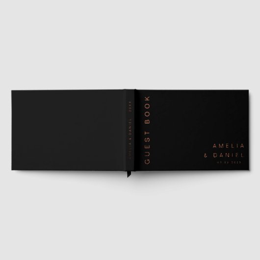 Modern zwart of elke kleur bruiloft namen datum fo gastenboek (Volledig)