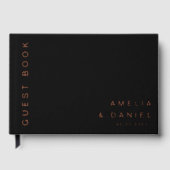 Modern zwart of elke kleur bruiloft namen datum fo gastenboek (Voorkant)