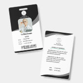 Modern zwart ontwerp met EMT Barcode Integratie Badge (Voor- en achterkant)