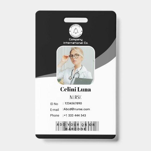 Modern zwart ontwerp met EMT Barcode Integratie Badge (Voorkant)