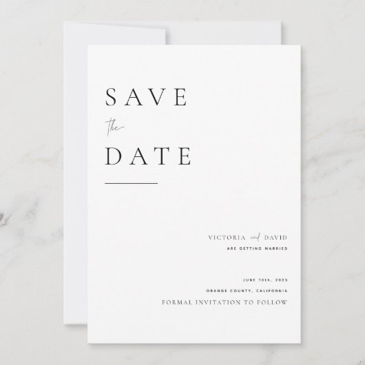 Modern zwart op wit, sla de datumkaart op save the date (Voorkant)