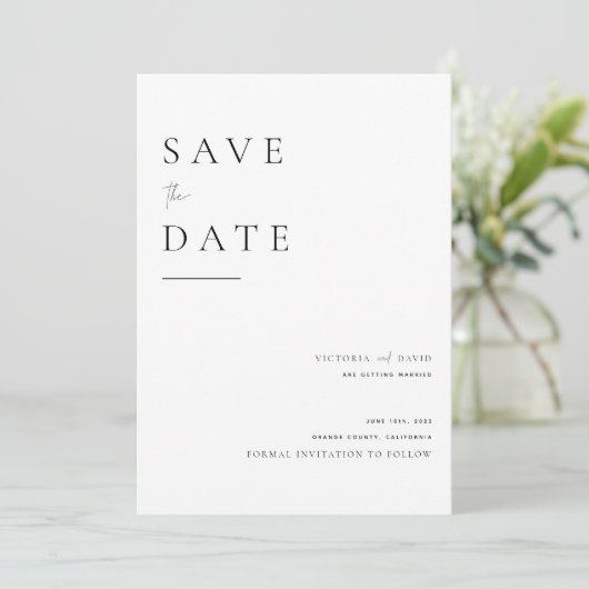 Modern zwart op wit, sla de datumkaart op save the date (Staand voorkant)