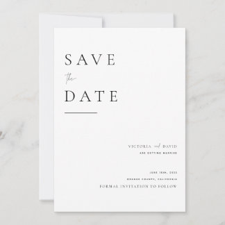 Modern zwart op wit, sla de datumkaart op save the date