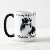 Modern zwart op witte koffie Australian Shepherd Magische Mok (Links)