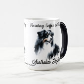 Modern zwart op witte koffie Australian Shepherd Magische Mok (Voorkant rechts)