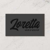 Modern Zwart op Zwart Borstel Script Beauty Busine Visitekaartje (Voorkant)