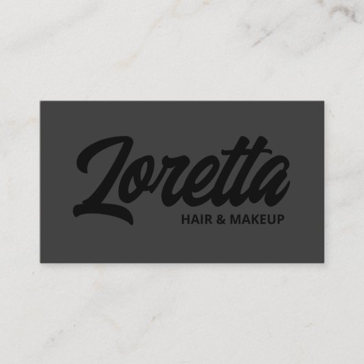 Modern Zwart op Zwart Borstel Script Beauty Busine Visitekaartje (Voorkant)