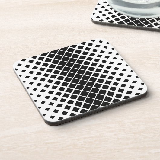 Modern zwart oplos vierkant blokpatroon bier onderzetter (Linkerzijde)