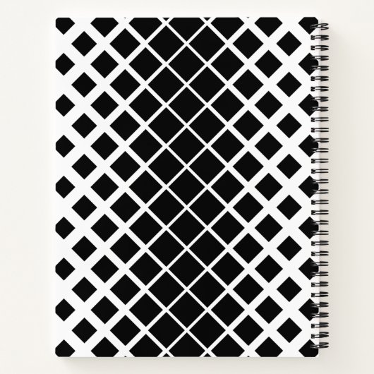 Modern zwart oplos vierkant blokpatroon notitieboek (Achterkant)