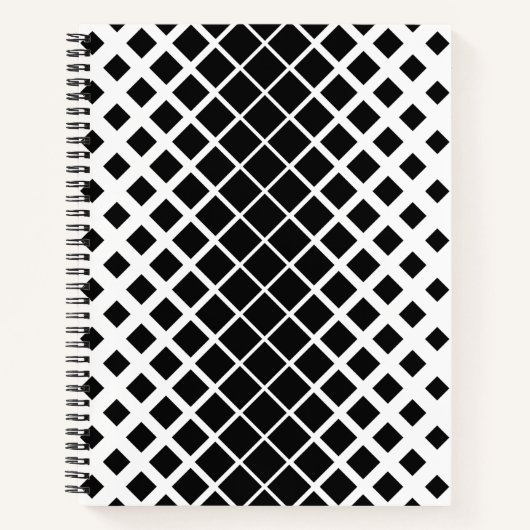 Modern zwart oplos vierkant blokpatroon notitieboek (Voorkant)