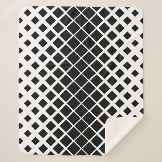 Modern zwart oplos vierkant blokpatroon sherpa deken (Voorkant)