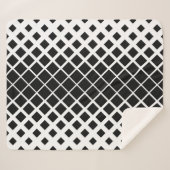 Modern zwart oplos vierkant blokpatroon sherpa deken (Voorkant (horizontaal))