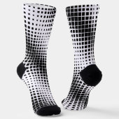 Modern zwart oplos vierkant blokpatroon sokken (Gebogen)