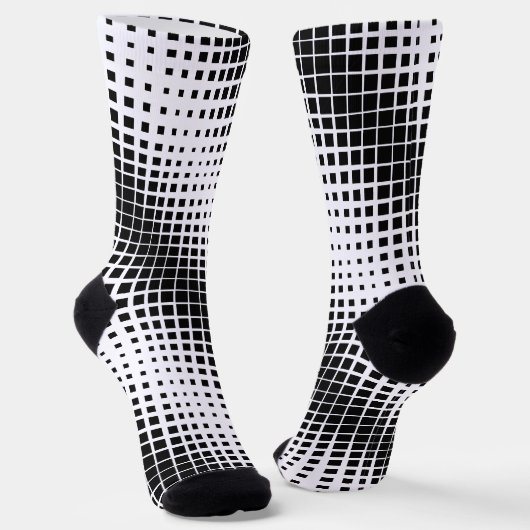 Modern zwart oplos vierkant blokpatroon sokken (Gebogen)