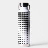 Modern zwart oplos vierkant blokpatroon waterfles (Voorkant)