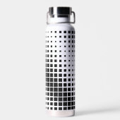 Modern zwart oplos vierkant blokpatroon waterfles (Achterkant)