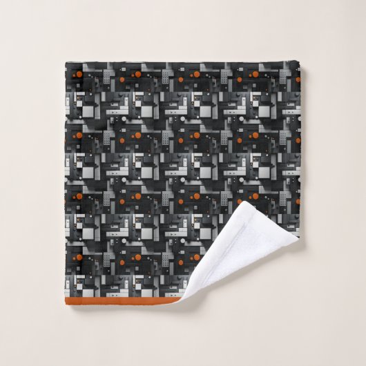 Modern zwart oranje grijs geometrisch bad handdoek (Wasdoekje)